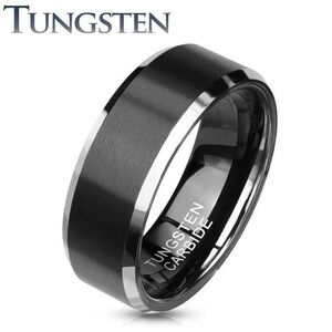 Black Brushed Center Black Tungsten Carbide Ring Size 9